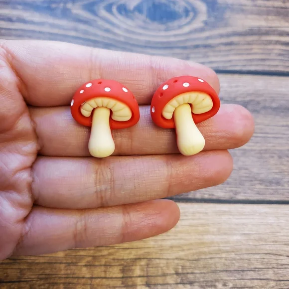 Mushroom earrings clay - Picture 2 of 2